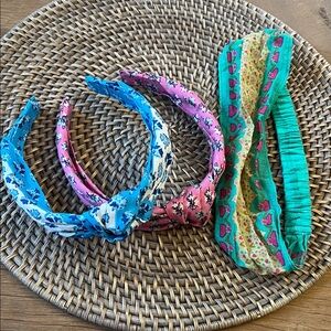 J. Crew—Blue, Pink, and Natural Life—Green Kids Headband Trio